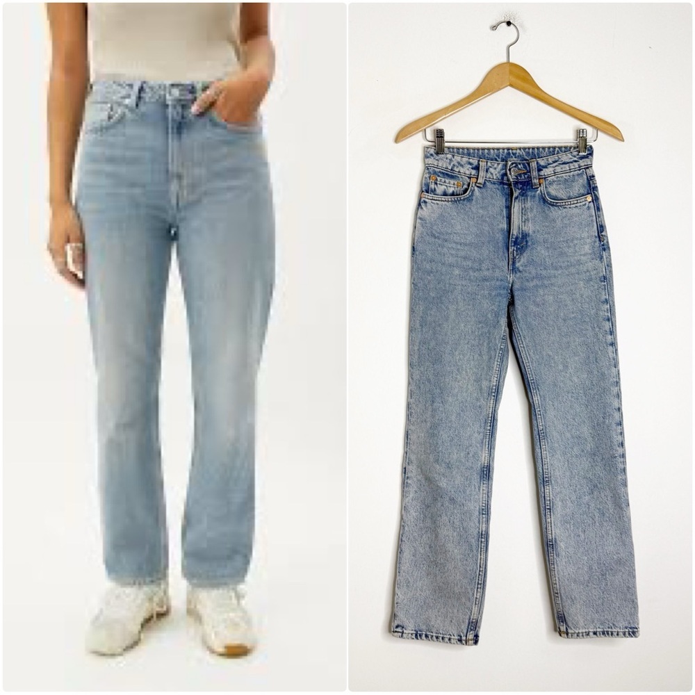 Weekday Voyager High Rise Straight Jeans 24 x 28 Light Wash ASOS